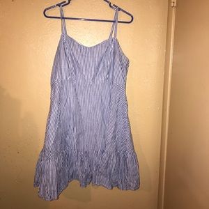 cute blue and white striped dress